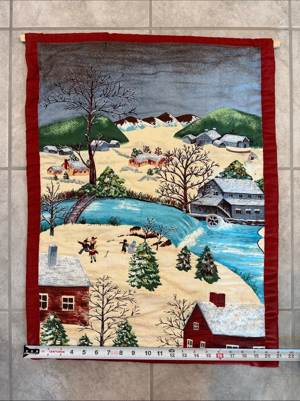 Vintage Winter Village Wall Hanging